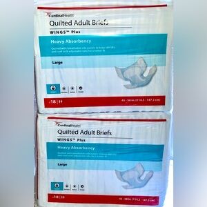 2 Packs-Cardinal Health Wings Plus Quilted Adult Briefs, Heavy Absorbency. Large